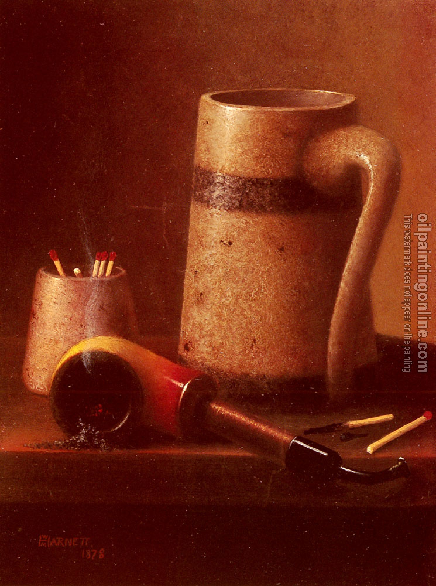 William Michael Harnett - Harnett William M Still Life Pipe And Mug